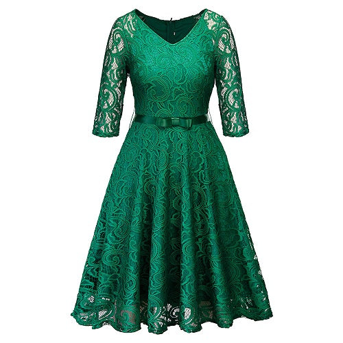 Hollow Out Floral Lace Dress