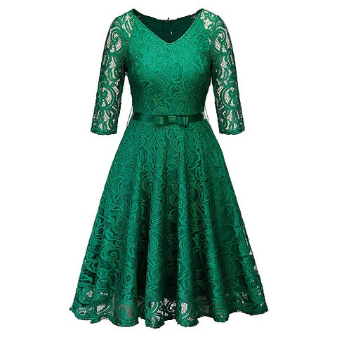 Hollow Out Floral Lace Dress