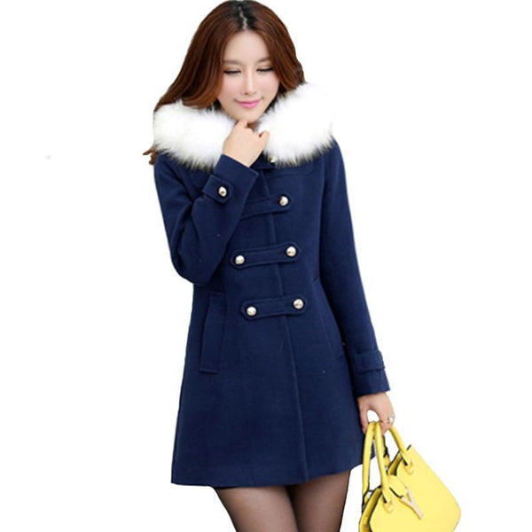 Fur Collar Woolen Coat