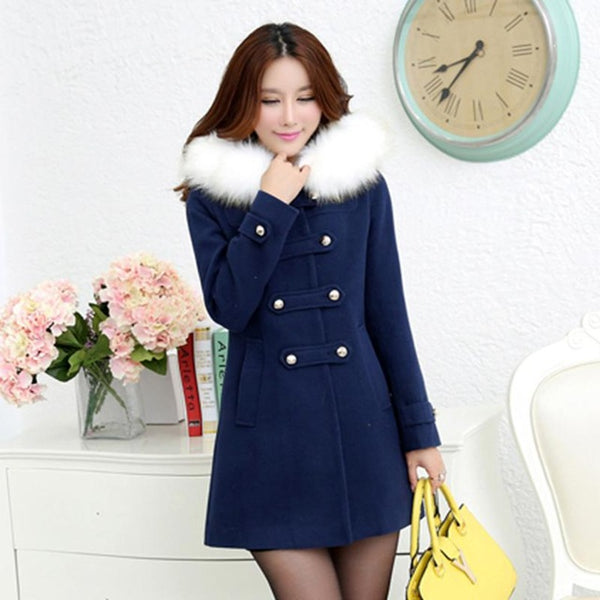 Fur Collar Woolen Coat