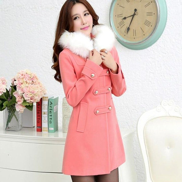 Fur Collar Woolen Coat