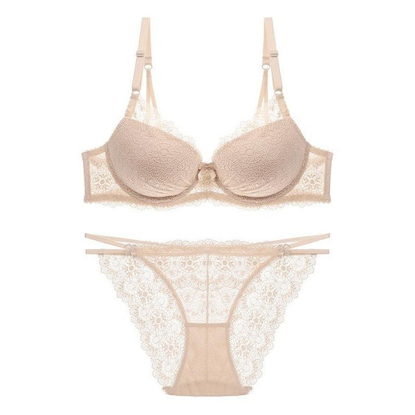 Deep V Lace Gathered Bra