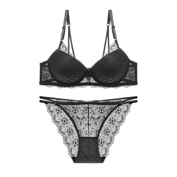 Deep V Lace Gathered Bra
