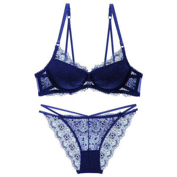 Deep V Lace Gathered Bra