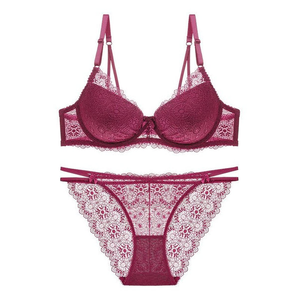 Deep V Lace Gathered Bra