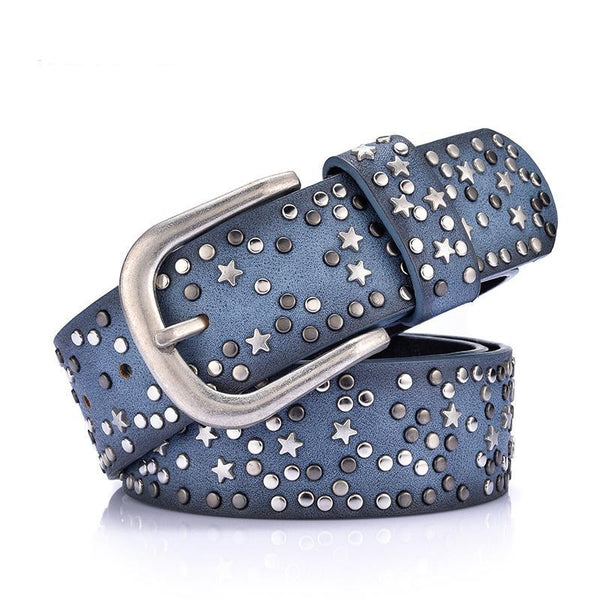 Split Leather+PU Rivet Inlay in Buckle Belt