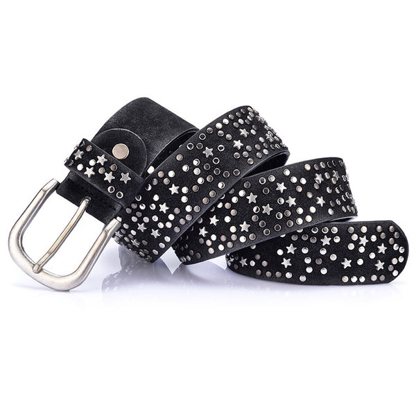 Split Leather+PU Rivet Inlay in Buckle Belt
